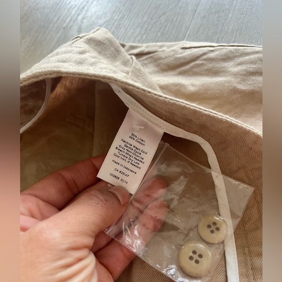 Talbots Linen Cotton Blend Straight leg Tan Roll Up Cuff Pants SZ 16 NWT - Picture 5 of 8